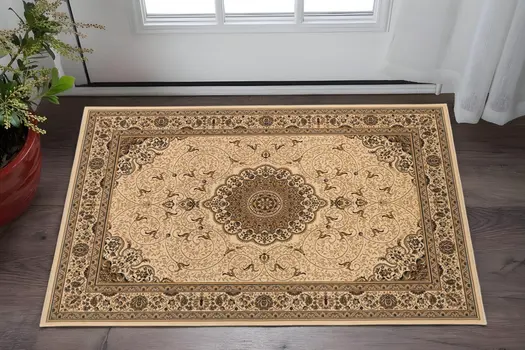 2' X 3' Beige And Brown Oriental Area Rug