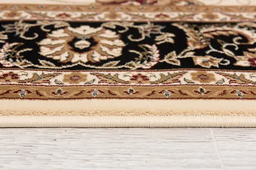 14' Beige Black And Brown Oriental Runner Rug
