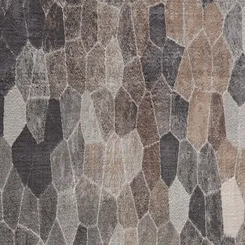 14' Gray Beige And Brown Cobblestone Runner Rug