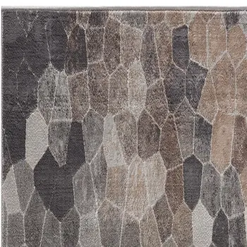 11' Gray Beige And Brown Cobblestone Runner Rug