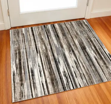 2' X 2' Brown Beige And Black Abstract Square Rug