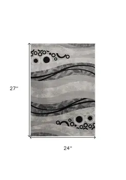 2' X 2' Gray And Black Floral Square Rug
