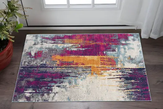 2' X 3' Pink Blue And Orange Abstract Area Rug