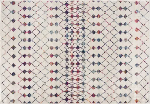 2' X 3' Beige Blue And Pink Geometric Area Rug