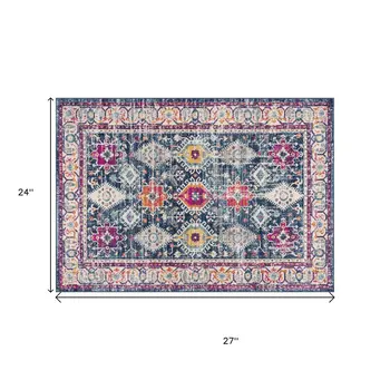 2' X 2' Blue Beige And Pink Southwestern Square Rug