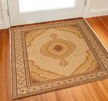 2' X 2' Red And Beige Oriental Square Rug