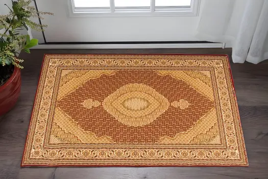 2' X 3' Red And Beige Oriental Area Rug