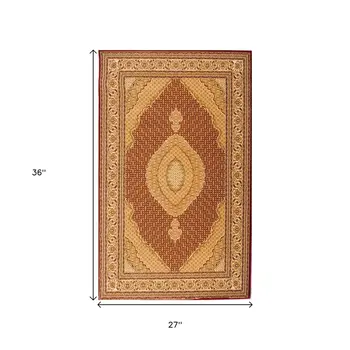 2' X 3' Red And Beige Oriental Area Rug