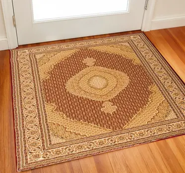 2' X 2' Red And Beige Oriental Square Rug