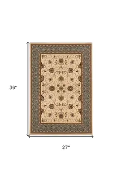 2' X 3' Beige Gray And Brown Oriental Area Rug