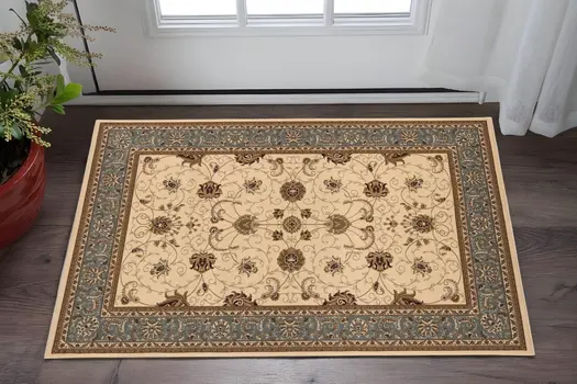 2' X 3' Beige Gray And Brown Oriental Area Rug