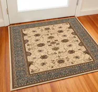 2' X 2' Beige Gray And Brown Oriental Square Rug