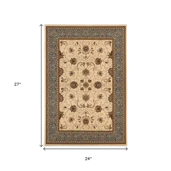 2' X 2' Beige Gray And Brown Oriental Square Rug