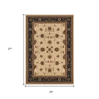 2' X 2' Beige Black And Brown Oriental Square Rug