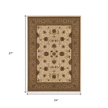 2' X 2' Beige And Brown Oriental Square Rug