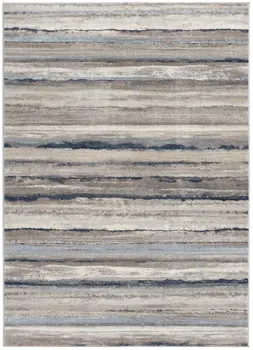 2' X 2' Blue Brown And Beige Striped Square Rug