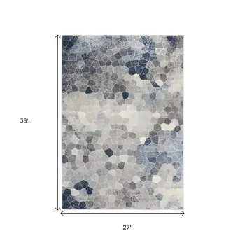 2' X 3' Blue Beige And Gray Cobblestone Area Rug
