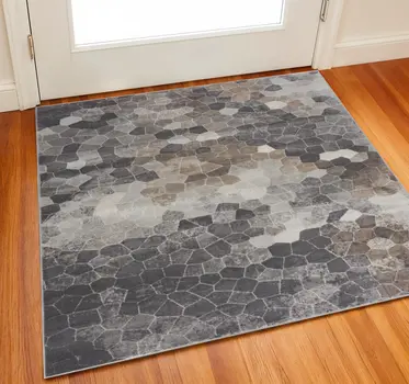 2' X 2' Gray Beige And Brown Cobblestone Square Rug