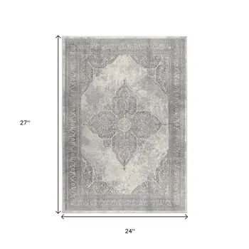 2' X 2' Gray And Beige Oriental Square Rug