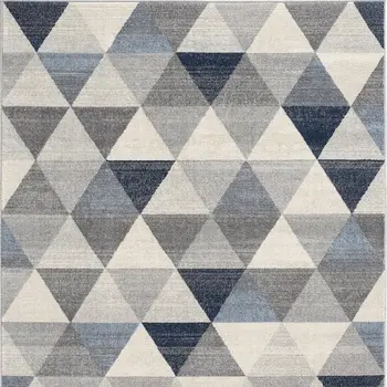 2' X 3' Blue Beige And Gray Geometric Area Rug