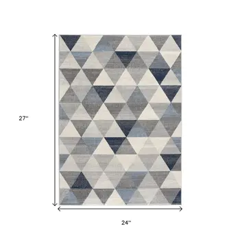 2' X 2' Blue Beige And Gray Geometric Square Rug