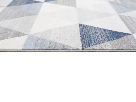 2' X 2' Blue Beige And Gray Geometric Square Rug