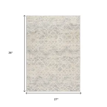 2' X 3' Beige And Gray Floral Medallion Area Rug
