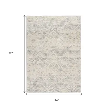 2' X 2' Beige And Gray Floral Medallion Square Rug