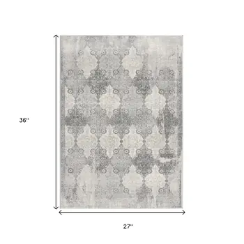 2' X 3' Gray And Beige Moroccan Area Rug