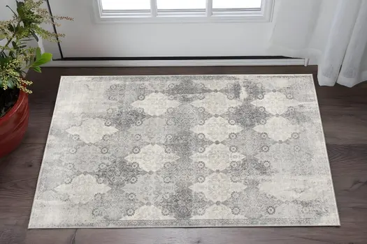 2' X 3' Gray And Beige Moroccan Area Rug
