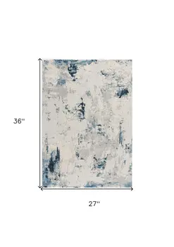2' X 3' Blue Cream And Gray Abstract Area Rug