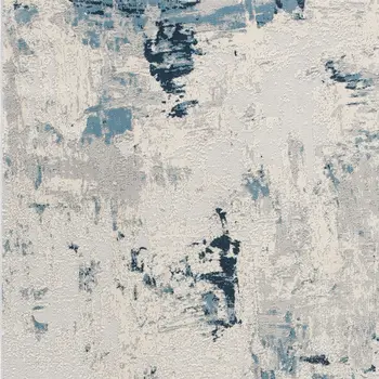 2' X 3' Blue Cream And Gray Abstract Area Rug