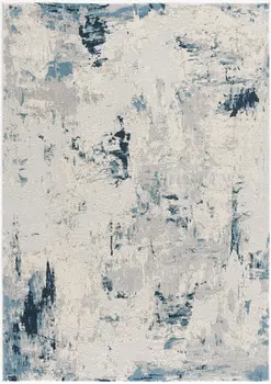 2' X 2' Blue Cream And Gray Abstract Square Rug