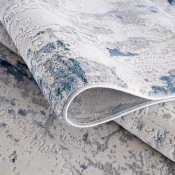 2' X 2' Blue Cream And Gray Abstract Square Rug