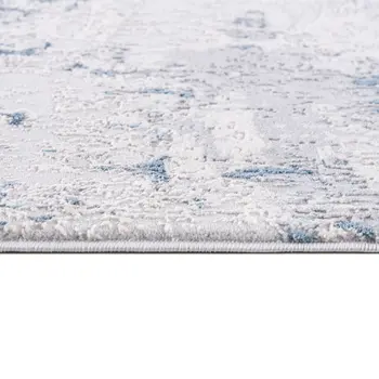 2' X 2' Blue Cream And Gray Abstract Square Rug
