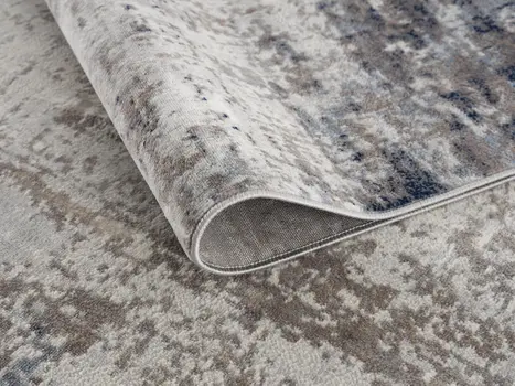 2' X 30' Navy Blue Beige And Gray Abstract Area Rug