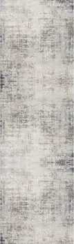 2' X 30' Navy Blue Beige And Gray Abstract Area Rug