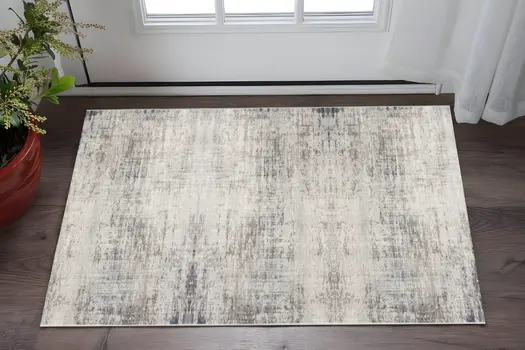 2' X 3' Navy Blue Beige And Gray Abstract Area Rug