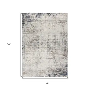 2' X 3' Navy Blue Beige And Gray Abstract Area Rug