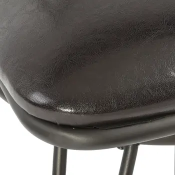 Set of Two 24" Black Faux Leather and Iron Counter Height Swivel Bar Chairs