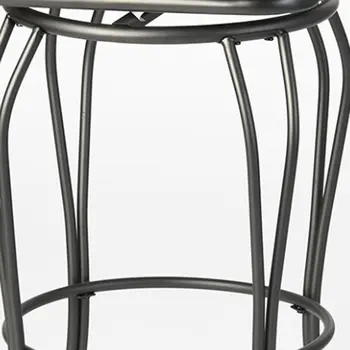 Set of Two 24" Black Faux Leather and Iron Counter Height Swivel Bar Chairs