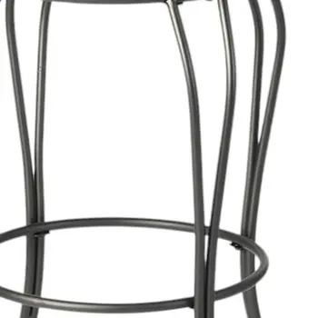 Set of Two 30" Black Faux Leather and Iron Bar Height Swivel Bar Chairs