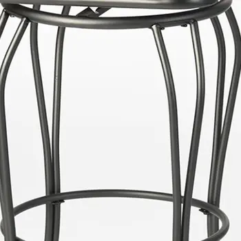 Set of Two 30" Black Faux Leather and Iron Bar Height Swivel Bar Chairs