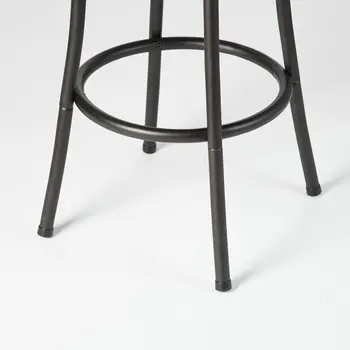 Set of Two Brown and Black Faux Leather and Iron Low Back Adjustable Height Swivel Bar Chairs
