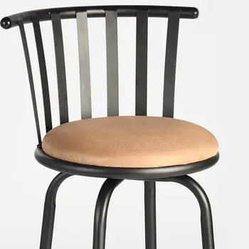 Set of Three Brown and Black Faux Leather and Iron Low Back Adjustable Height Swivel Bar Chairs