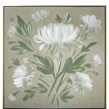 White Flower Bouquet Gold Floater Frame Wall Art