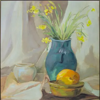 Still Life Vase Natural Floater Frame Wall Art