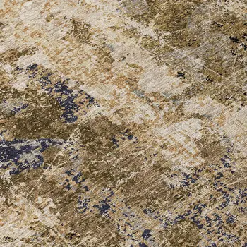8' Khaki And Taupe Round Abstract Washable Indoor Outdoor Area Rug