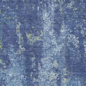 3' X 5' Navy Blue And Denim Blue Abstract Washable Indoor Outdoor Area Rug