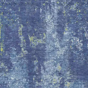 5' X 8' Navy Blue And Denim Blue Abstract Washable Indoor Outdoor Area Rug